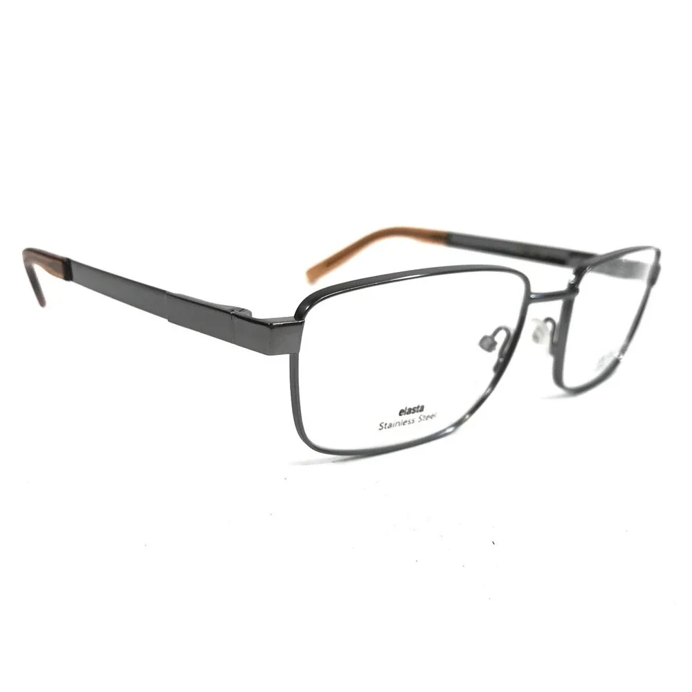 Safilo Elasta Eyeglasses Frames SA1031 LN4 Gunmetal Rectangle Wire Rim 57-17-140